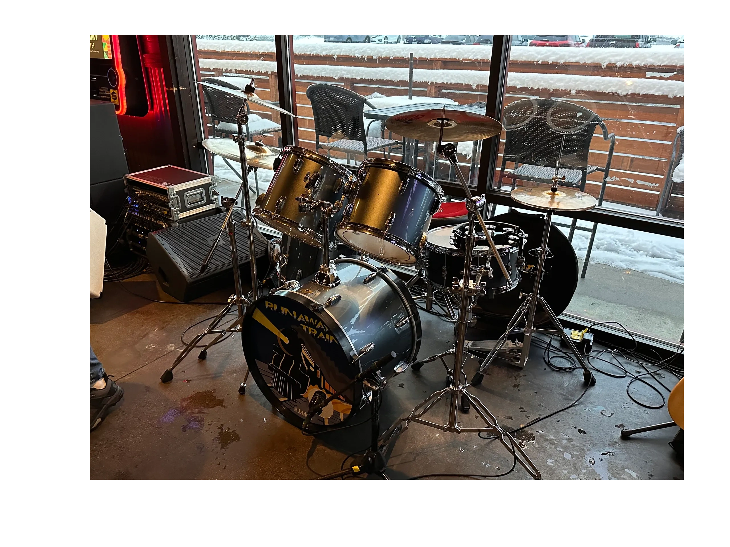 Drum kit with neon lights